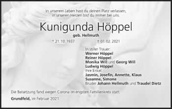 Anzeige von Kunigunda Höppel von MGO