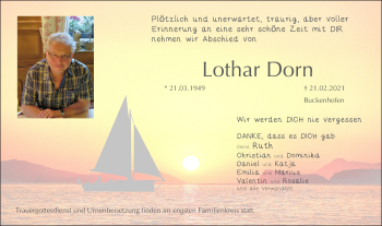 Anzeige von Lothar Dorn von MGO