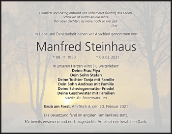 Anzeige von Manfred Steinhaus von MGO