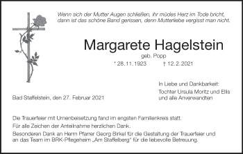 Anzeige von Margarete Hagelstein von MGO