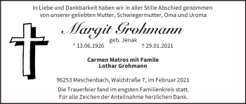 Anzeige von Margit Grohmann von MGO