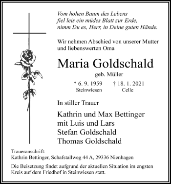 Anzeige von Maria Goldschald von MGO