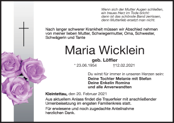 Anzeige von Maria Wicklein von MGO