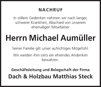 Anzeige von Michael Aumüller von MGO