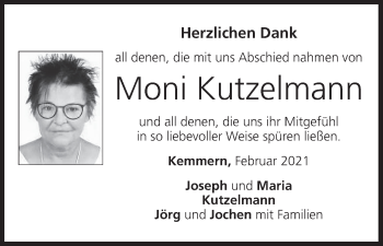 Anzeige von Moni Kutzelmann von MGO