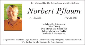 Anzeige von Norbert Pflaum von MGO