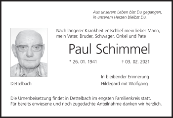 Anzeige von Paul Schimmel von MGO