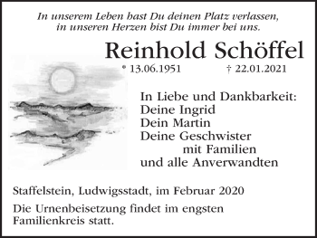 Anzeige von Reinhold Schöffel von MGO