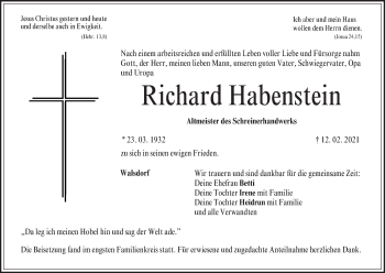 Anzeige von Richard Habenstein von MGO