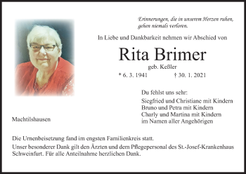 Anzeige von Rita Brimer von MGO