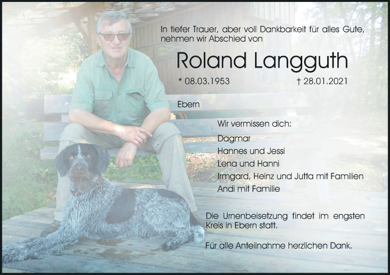  Traueranzeige für Roland Langguth vom 06.02.2021 aus MGO