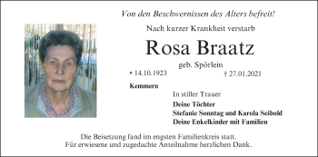 Anzeige von Rosa Braatz von MGO