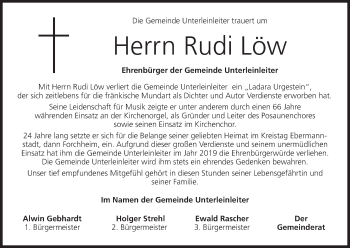 Anzeige von Rudi Löw von MGO