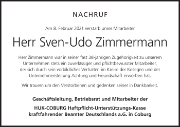 Anzeige von Sven-Udo Zimmermann von MGO