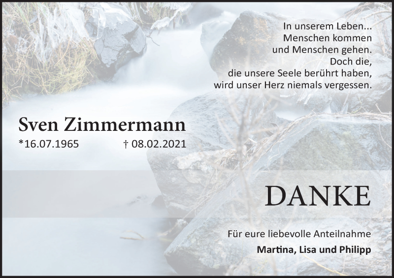  Traueranzeige für Sven Zimmermann vom 27.02.2021 aus MGO