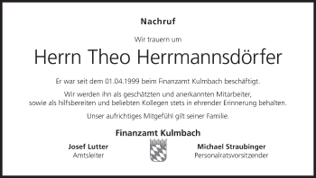 Anzeige von Theo Herrmannsdörfer von MGO