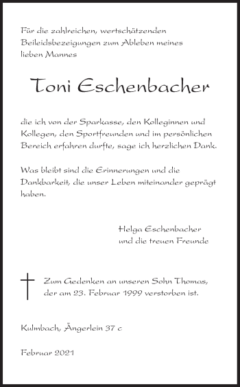 Anzeige von Toni Eschenbacher von MGO
