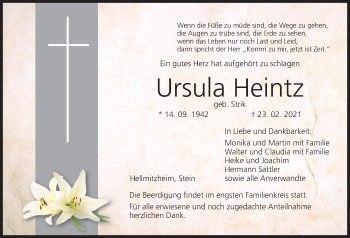 Anzeige von Ursula Heintz von MGO