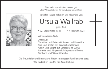 Anzeige von Ursula Wallrab von MGO
