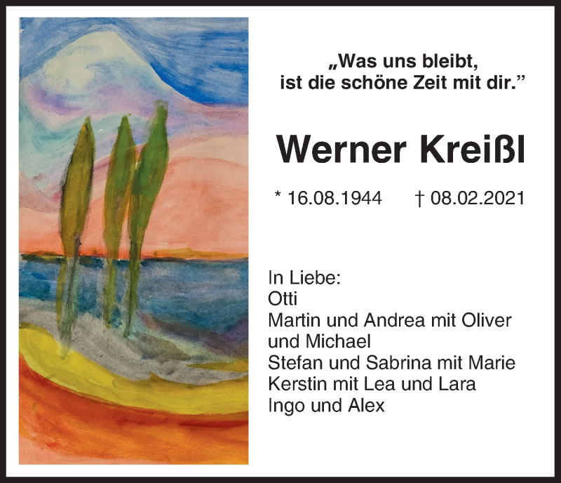  Traueranzeige für Werner Kreißl vom 13.02.2021 aus MGO