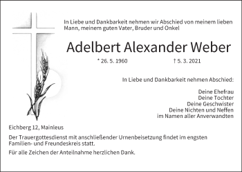 Anzeige von Adelbert Alexander Weber von MGO