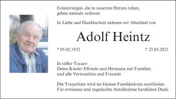 Anzeige von Adolf Heintz von MGO