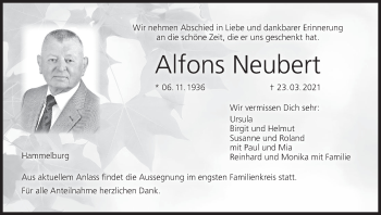 Anzeige von Alfons Neubert von MGO