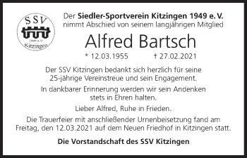 Anzeige von Alfred Bartsch von MGO