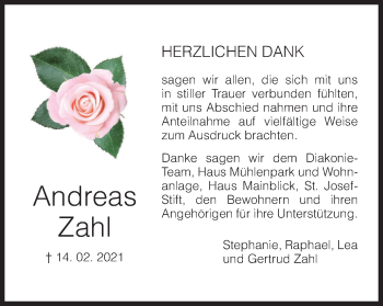 Anzeige von Andreas Zahl von MGO