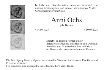 Anzeige von Anni Ochs von MGO