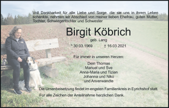 Anzeige von Birgit Köbrich von MGO