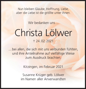 Anzeige von Christa Lölwer von MGO