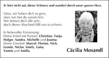Anzeige von Cäcilia Mosandl von MGO