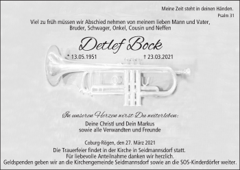 Anzeige von Detlef Bock von MGO