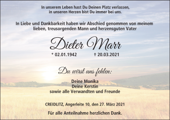 Anzeige von Dieter Marr von MGO
