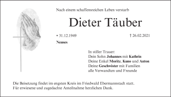 Anzeige von Dieter Täuber von MGO