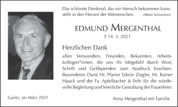 Anzeige von Edmund Mergenthal von MGO