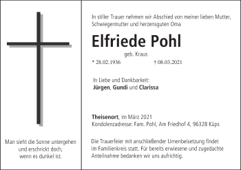 Anzeige von Elfriede Pohl von MGO