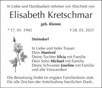 Anzeige von Elisabeth Kretschmar von MGO