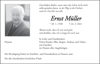 Anzeige von Ernst Müller von MGO