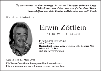 Anzeige von Erwin Zöttlein von MGO