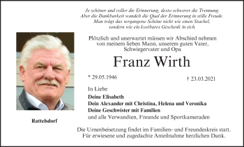 Anzeige von Franz Wirth von MGO