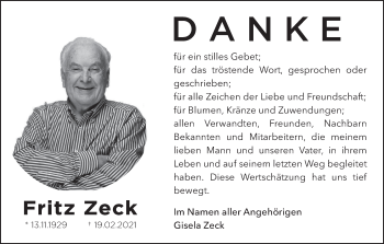 Anzeige von Fritz Zeck von MGO