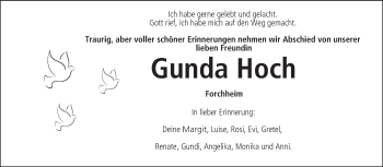 Anzeige von Gunda Hoch von MGO