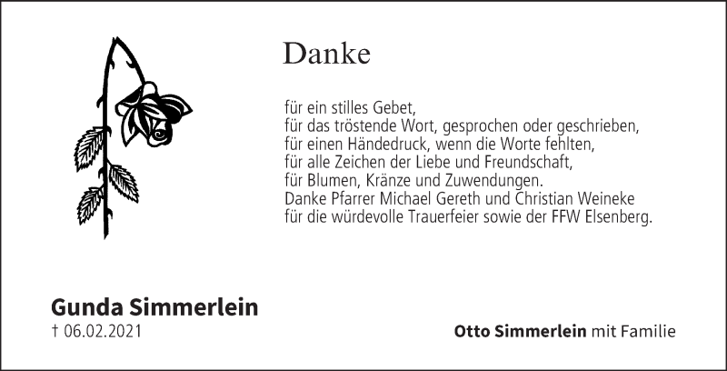  Traueranzeige für Gunda Simmerlein vom 06.03.2021 aus MGO
