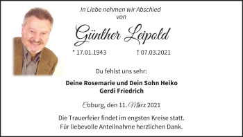 Anzeige von Günther Leipold von MGO