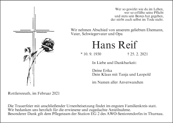 Anzeige von Hans Reif von MGO