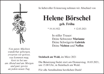 Anzeige von Helene Börschel von MGO