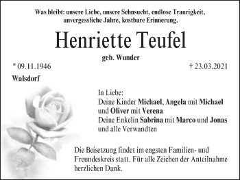 Anzeige von Henriette Teufel von MGO