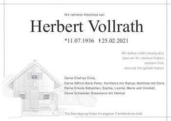 Anzeige von Herbert Vollrath von MGO